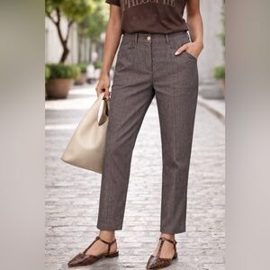 Akris front/back seam design brown crop leg pants/jeans Sz 10